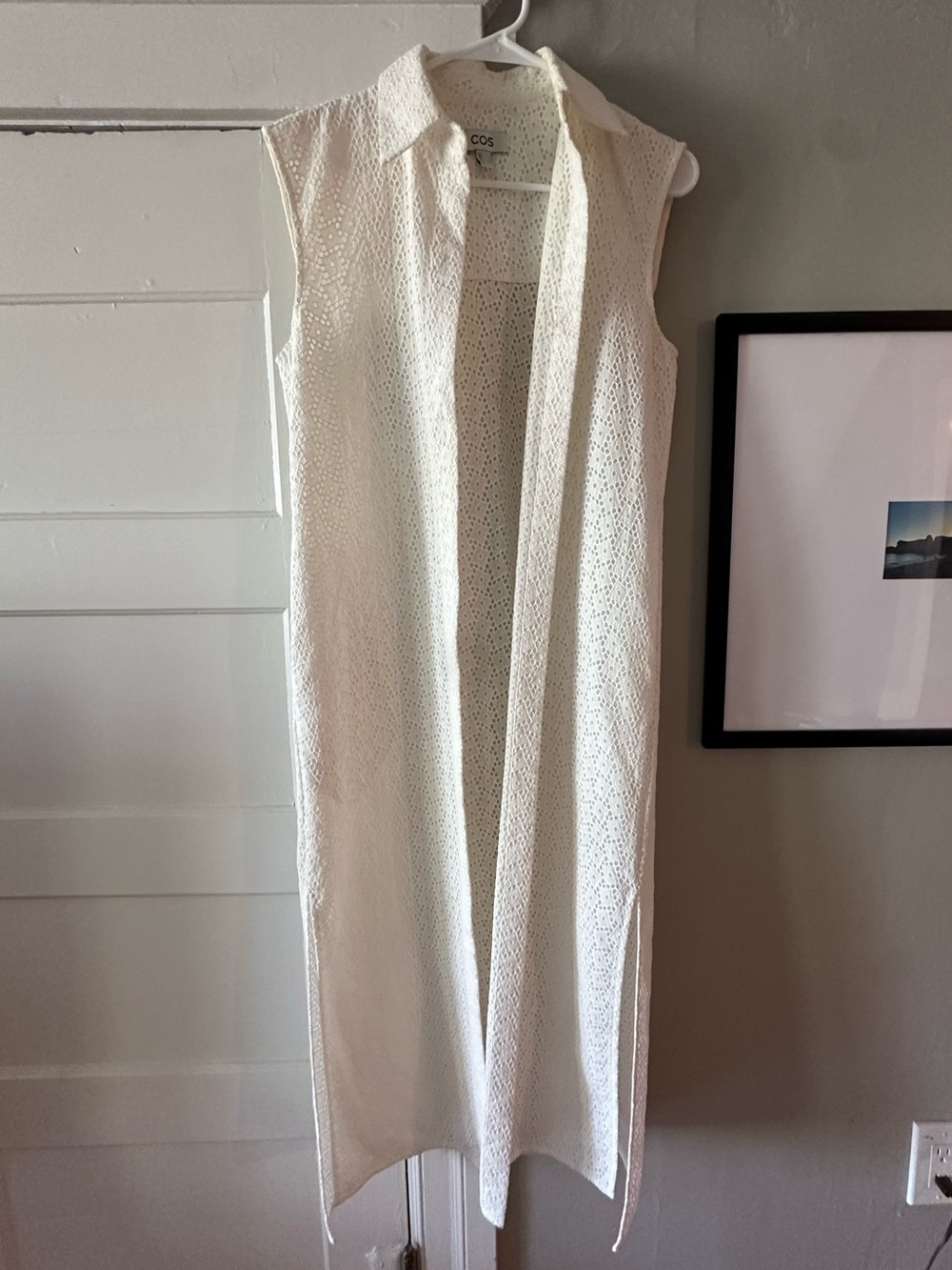 COS Ivory Sleeveless Maxi Eyelet Dress